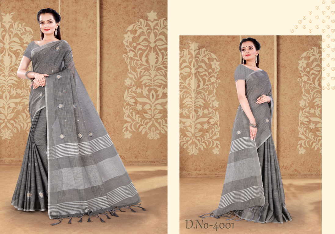 Sangam Sneha Linen Festive Wear Designer Embroidery Latest Saree Collection